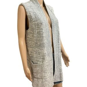 LOFT Heather Gray Open-Front Sweater Vest